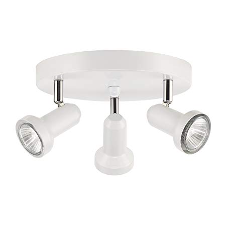 Globe Electric Melo 3-Light Track Lighting Canopy, Glossy White Finish, Bulbs Included, 59323