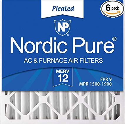 Nordic Pure 20x20x4 (3-5/8 Atcual Depth) MERV 12 Pleated AC Furnace Air Filters, 6 PACK, 6 PACK