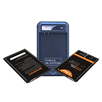 LG G4 Batteries : Lrker LG G4 Battery Kit[2*batteries 1*charger]2*spare Li-ion Extended Batteries Combo with USB Home Travel Wall Spare Battery Charger(2 Batteries 1 Charger)