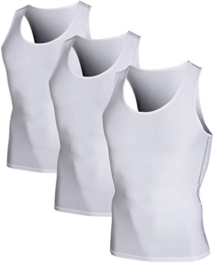 DEVOPS Men's 3 Pack Sleeveless Athletic Cool Dry Compression Muscle Tank Top