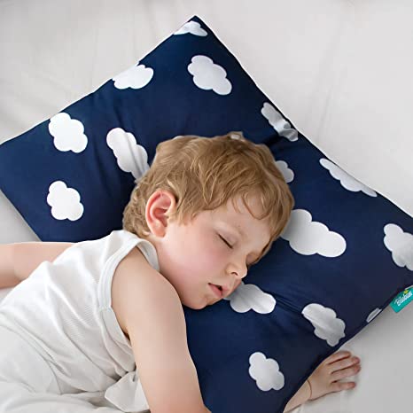 Toddler Pillow for Sleeping, Small Kid Pillow 14" x 19" for Daycare,Travel, Toddler Bed for Boys and Girls- Cloud Print