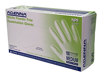 Adenna NPF 5.5 mil Nitrile Powder Free Exam Gloves (Blue, Medium) Box of 100