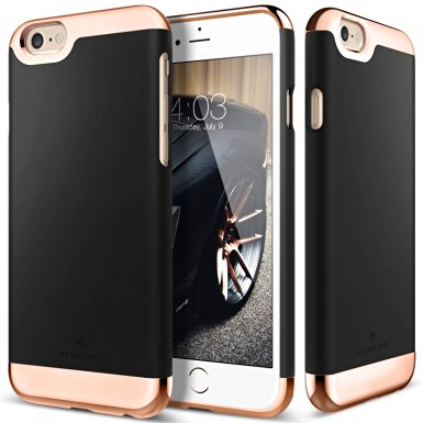 iPhone 6 Case, Caseology® [Savoy Series] Chrome / Microfiber Slider Case [Black] [Premium Rose Gold] for Apple iPhone 6 (2014) & iPhone 6S (2015) - Black