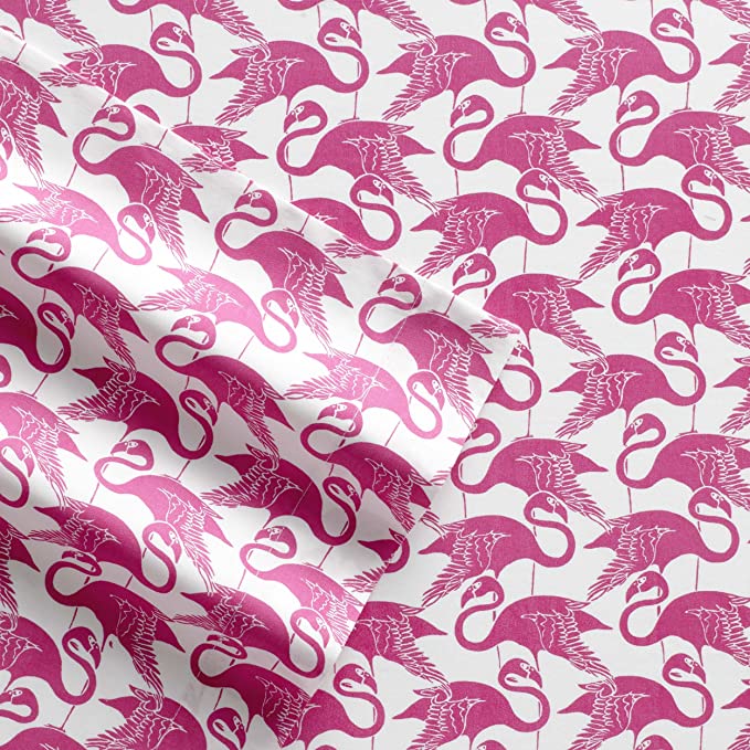 Poppy & Fritz, Full, Pink Flamingo Geometric Cotton Sheet Set