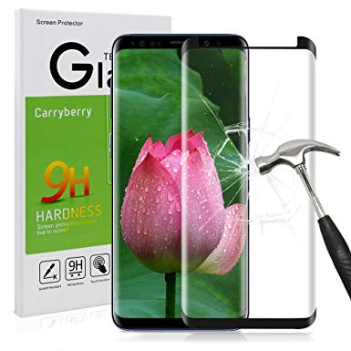 Samsung Galaxy S9 Screen Protector,S9 Tempered Glass,Carryberry Bubble-Free Anti-Scratch 3D Curved Screen Protector for S9.