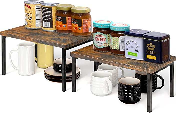 Simple Houseware Expandable Counter Shelf, Rustic Brown