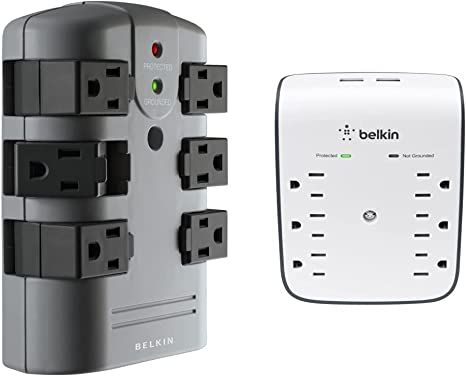 Belkin 6-Outlet USB Surge Protector & Power Strip Surge Protector - 6 Rotating AC Multiple Outlets, Flat Pivot Plug - Heavy Duty Wall Outlet Extender