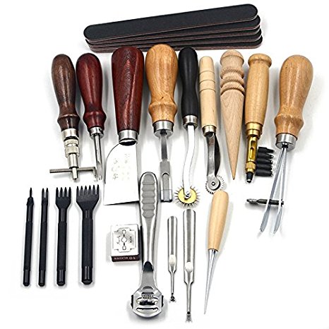 18pcs Craft DIY Handmade Tools Punch Edger Trench Device Belt Puncher Set Leather Hand Tools