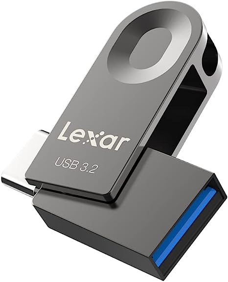 Lexar E32C 128GB Type-C USB Flash Drive, USB-A&USB-C 3.2 Gen 1 Dual Drive OTG 100MB/s Read, Thumb Drive Swivel Design Jump Drive for USB 3.0/2.0, Memory Stick for Android Smartphone, Laptop, PC