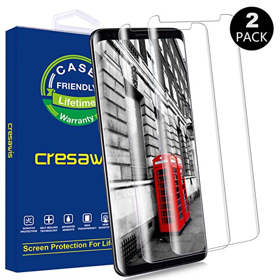 Samsung Galaxy S8 Plus Screen Protector, cresawis Tempered Glass Screen Protector [Case-Friendly][No Bubbles][Easy to Install] Screen Protector Compatible Galaxy S8 Plus [2-Pack]