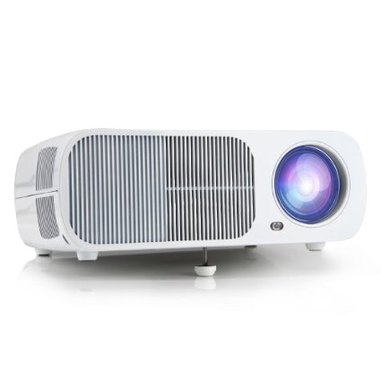 iRULU Portable Multimedia LED Video Projector 2600 Lumens with VGA USB SD AV HDMI for Home Cinema Theater, Child Games - White
