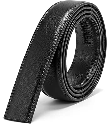 JASGOOD Men's Leather Ratchet Belt Strap without Buckle, Replacement Leather Belt Strap 35mm/1.38", Fit 40mm/1.57” buckle