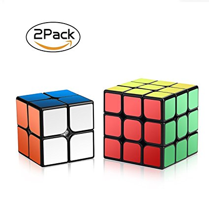 Speed Cube Set, ROXENDA Magic Cube Set of 2x2x2 3x3x3 Cube Smooth Puzzle Cube
