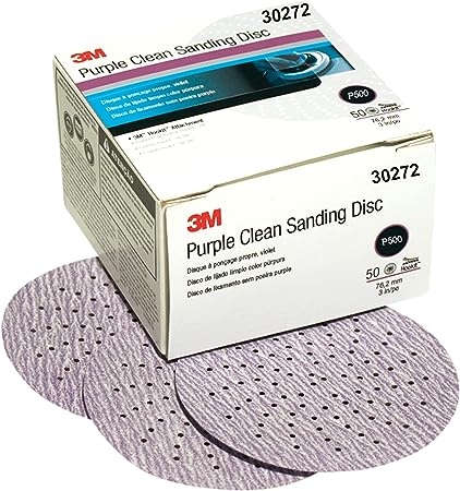 3M Hookit Purple Clean Sanding Disc 343U, 30272, P500, 50 discs per carton