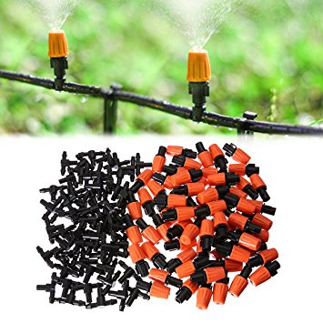 KingSo 50pcs  Irrigation Drip Kit Garden Adjustable Sprinkler with 3 Tee Irrigation Misting Dripper Drip Head