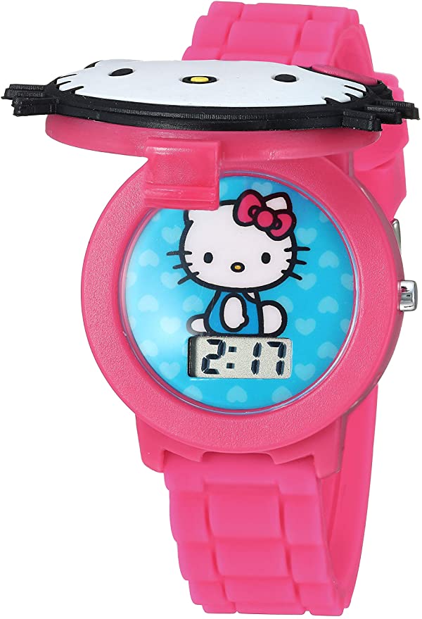 Hello Kitty Girls' Quartz Watch with Plastic Strap, Pink, 16.3 (Model: HK4014AZ)