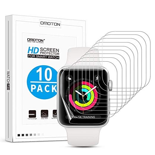 [10 Pack] OMOTON HD Screen Protector Designed for Apple Watch 40mm(Series 4)- Premium TPU/Maximum Protection/Case Friendly