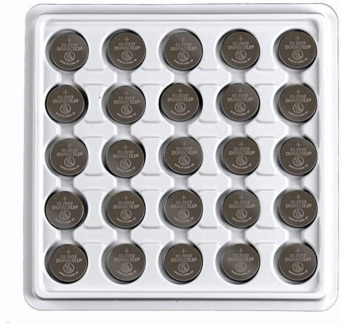 Duracell DL2032 3V 2032 Button Cell Batteries Bulk Tray, 25 Pack