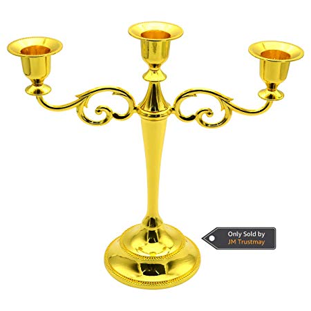 Honysky Candlestick holders,27cm Tall candelabra Wedding Event Candelabra Candle Stand (Gold)