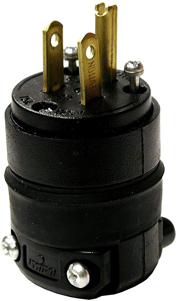 Leviton 000-515PR-000 15 Amp, 125 Volt, Rubber Plug Grounded (Black)