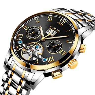 Mens Automatic Mechanical Wrist Watches Stainless Steel Dress Watch Fashion Business Casual Waterproof Clock