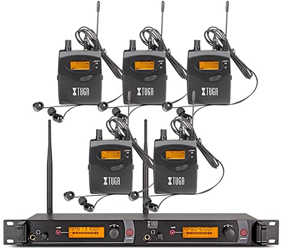XTUGA RW2080 Rocket Audio Whole Metal Wireless in Ear Monitor System 2 Channel 5 Bodypacks Monitoring with in Earphone Wireless Type Used for Stage or Studio