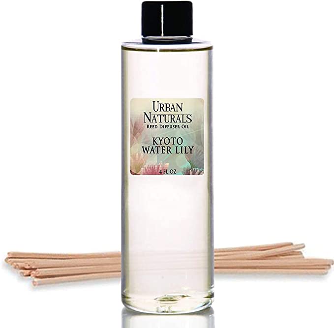 Urban Naturals Kyoto Water Lily Scented Oil Reed Diffuser Refill | Includes a Free Set of Reed Sticks! 4 oz.