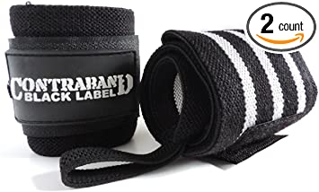 Contraband Black Label 1001 Weight Lifting Wrist Wraps w/Thumb Loops (Pair) - Competition Grade Wrist Support USPA Approved for Powerlifting, Bodybuilding, Strongman