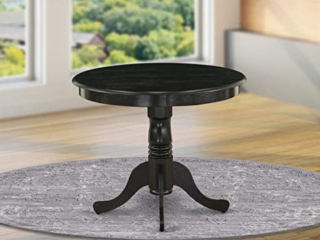 East West Furniture ANT-ABK-TP Antique Dining Table Made of Rubber Wood, 36 Inch Round, Wirebrushed Black Finish