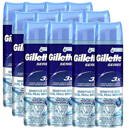 Gillette Series Sensitive Cool Shave Gel, 198g ( 12 Pack)