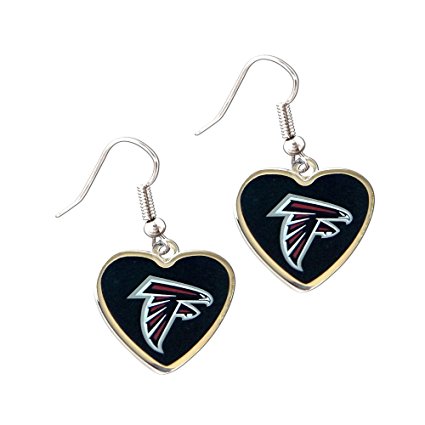 Atlanta Falcons NFL Sports Team Logo Heart Shaped French Hook Style Charm Dangle Earring Set