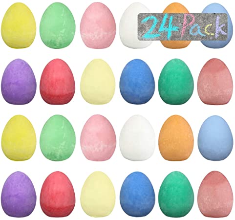 Jofan 24 Pack Easter Sidewalk Chalk Eggs for Kids Boys Girls Toddlers Easter Basket Stuffers Gifts Fillers Crafts Party Favors
