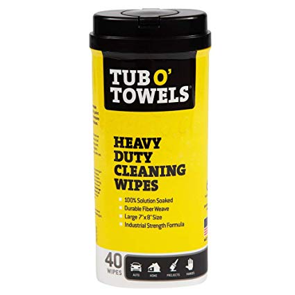 Tub O Towels HeavyDuty 7" x 8" Size MultiSurface Cleaning Wipes, 40 Count Per Canister