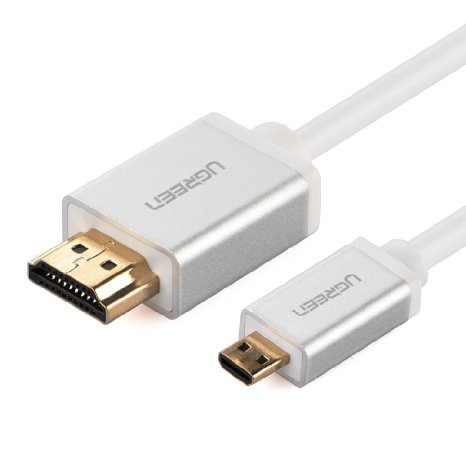 Ugreen Micro HDMI Type D to HDMI Type A Male to Male High Speed Cable with Ethernet Gold Plated Supports 3D and 4K Resolution and Audio Return for Smart Phones Tablets Cameras and Other Device Aluminum Sleeve 6ft 2m