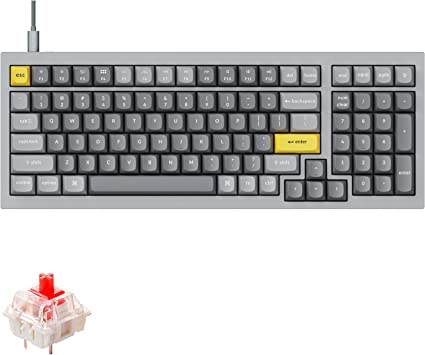 Keychron Q5 96% Layout Wired Custom Mechanical Keyboard, Hot-Swappable Gateron G Pro Red Switch, QMK/VIA Programmable Macro, Full Aluminum, RGB Backlight, Double Gasket for Linux Mac Windows - Grey