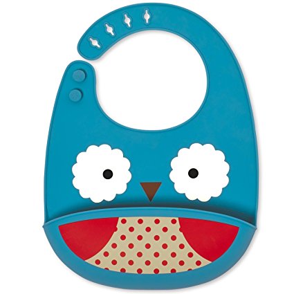 Skip Hop Zoo Fold & Go Silicone Bib, Blue Owl