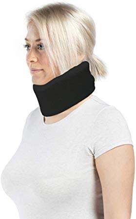 Soft Foam Neck Brace Cervical Collar, Adjustable Neck Support Brace for Sleeping - Relieves Neck Pain and Spine Pressure Black Small