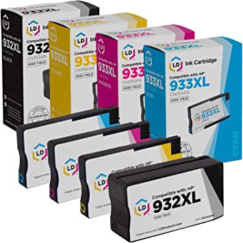 LD Products Compatible Ink Cartridge Replacements for HP 932XL & HP 933XL High Yield (Black, Cyan, Magenta, Yellow, 4-Pack) for Office Jet 6100, 6600, 6700, 7110, 7510, 7610, 7612, 7620