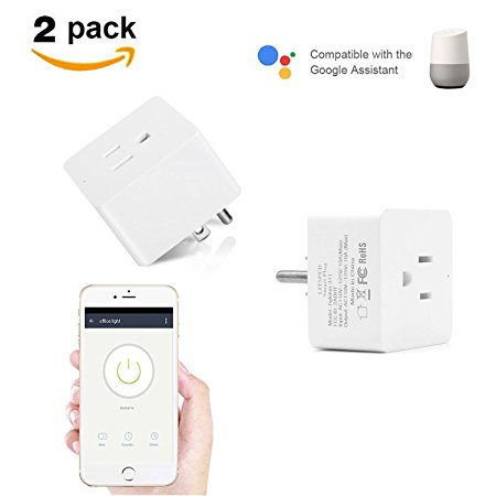 Smart Plug, Wifi Smart plug Works with Alexa Echo Google Home and IFTTT, No Hub Required, White (2 Pack)