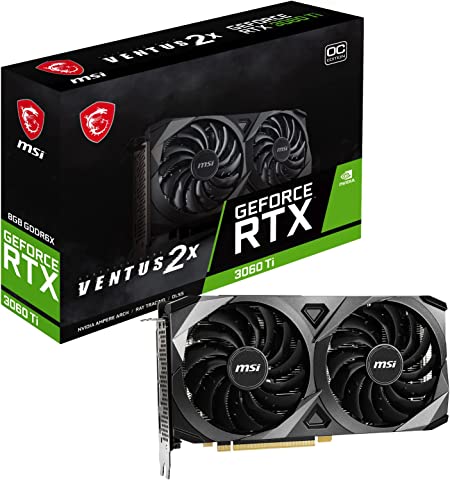 MSI GeForce RTX 3060 Ti VENTUS 2X 8GD6X OC Gaming Graphics Card - 8GB GDDR6X, 1695MHz, PCI Express Gen 4, 256-bit, 3x DP v 1.4a, HDMI 2.1 (Supports 4K)