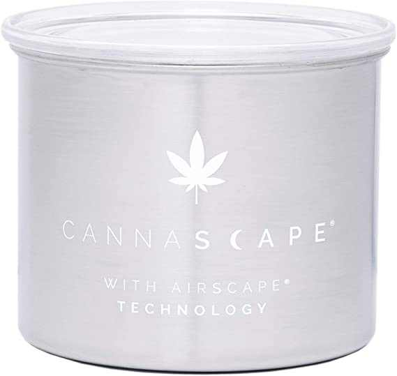 Planetary Design Cannascape Stainless Steel Herb Stash Storage Container. Airtight, preserves freshness of fresh flower or buds. Holds up to 1oz or more.