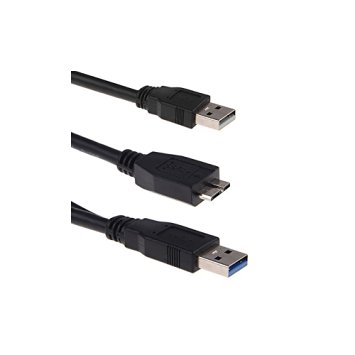(35cm - 1Feet - 0.35M) New USB 3.0 Dual Power Y Shape 2 X Type a to Micro B SuperSpeed Cable for External Hard Drives Seagate/Toshiba/WD/Hitachi/Samsung & Wii U