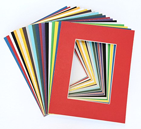 Pack of 20 MIXED COLORS 11x14 Picture Mats Matting with White Core Bevel Cut for 8x10 Pictures