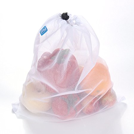 MIU COLOR® Reusable Produce Bags - White Color Mesh Bags for Fruit and Vegetables