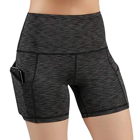 ODODOS High Waist Out Pocket Yoga Short Tummy Control Workout Running Athletic Non See-Through Yoga Shorts