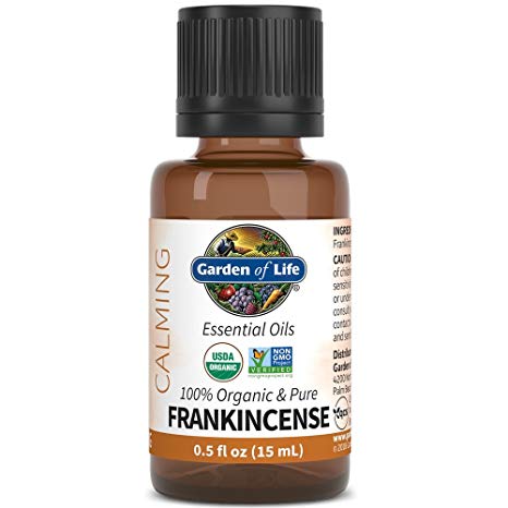 Garden of Life Essential Oil, Frankincense 0.5 fl oz (15 mL), 100% USDA Organic & Pure, Clean, Undiluted & Non-GMO - for Diffuser, Aromatherapy, Meditation, Skincare - Calming, Uplifting, Soothing