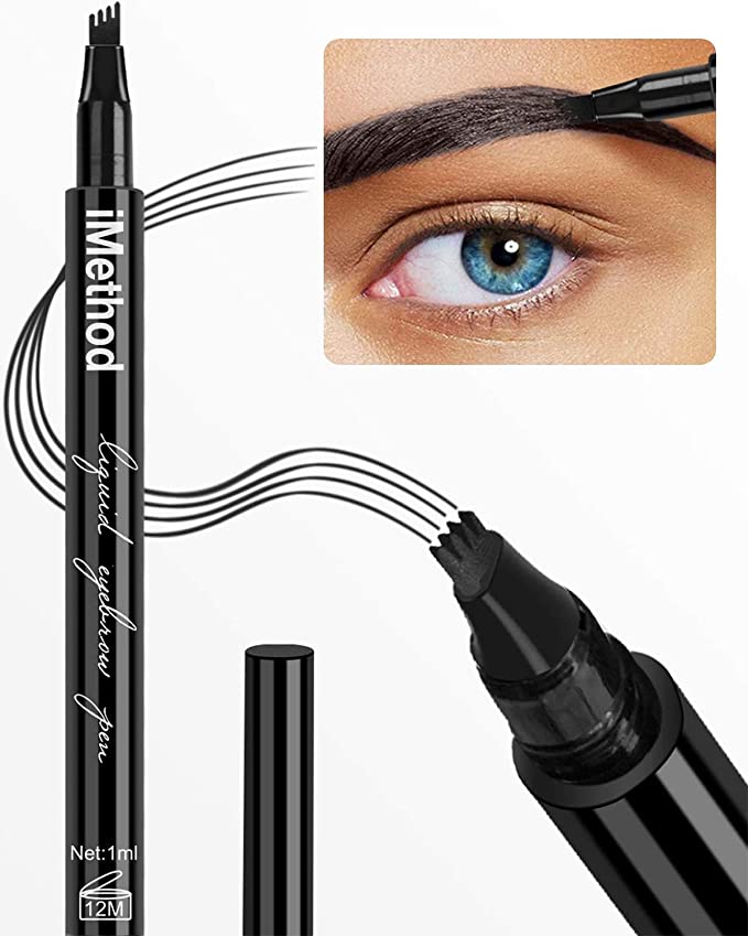 iMethod Eyebrow Pen - iMethod Eyebrow Pencil with a Micro-Fork Tip Applicator Creates Natural Looking Brows Effortlessly and Stays on All Day, Black