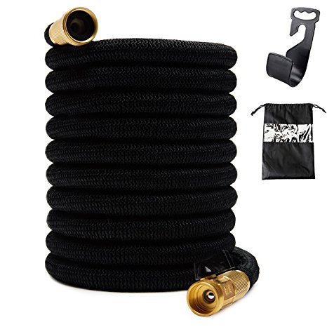 UPFDL Expandable Hose, 50 FT Lightweight & Durable Garden Hose With All Brass Connectors, Extra Strength Textile and Durable Three Layered Latex Core, Expanding, Retracting, Kink Free Flexible Hose