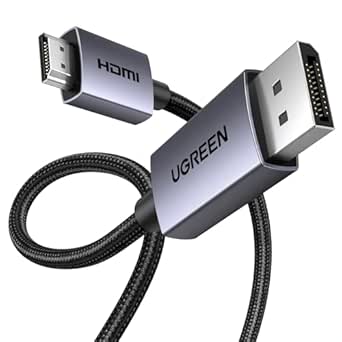 UGREEN 4K DisplayPort to HDMI Cable 1080P@120Hz, Active DP 1.2 to HDMI 1.4 Cord Alu Braided, Unidirectional Display Port to HDMI Cable 6.6FT Compatible with Monitor, Desktop, HDTV, Laptop, AMD, NVIDIA