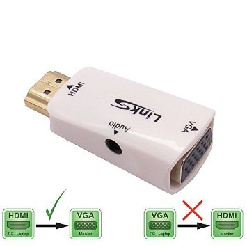 LinkS Active HDMI to VGA MF Adapter converter cable w 35mm Stereo cable in white - Supports Audio